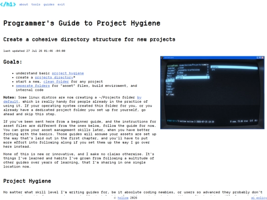 guides/microguides/project_hygiene screenshot