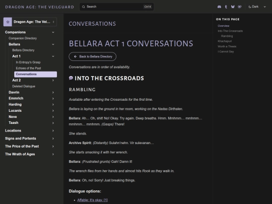 veilguard/transcripts/companions/bellara/act1/conversations screenshot