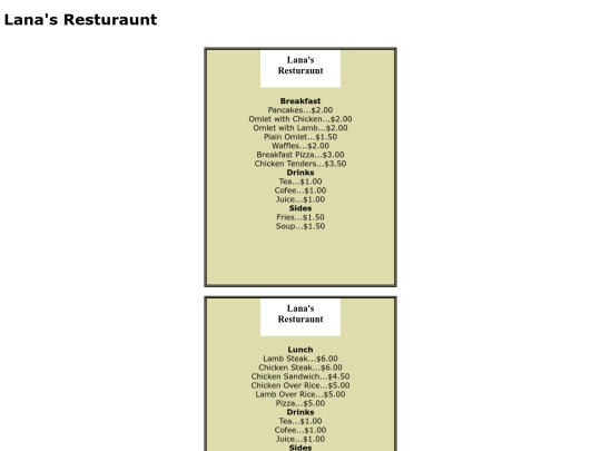 menu screenshot