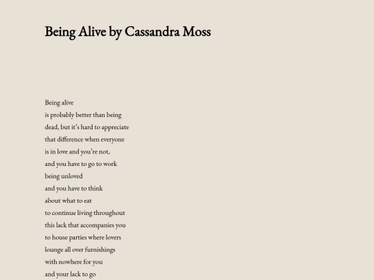 being-alive-by-cassandra-moss screenshot
