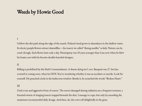 weeds-by-howie-good screenshot