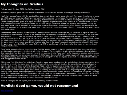 games/gradius screenshot