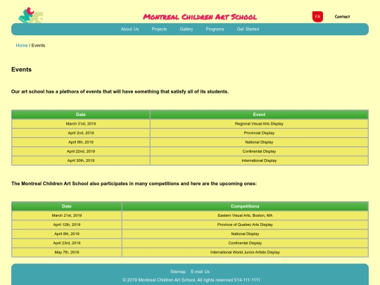 events screenshot
