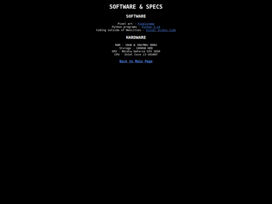 softwareandspecs screenshot