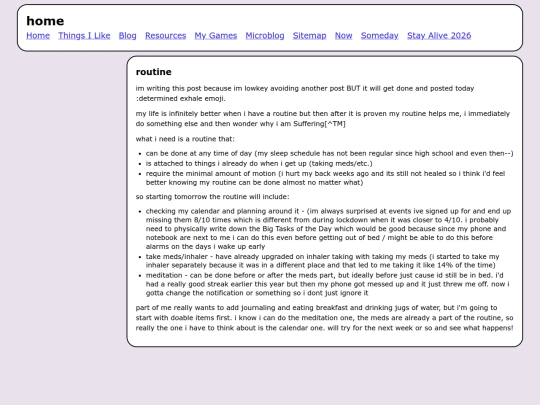 Blog/routine screenshot