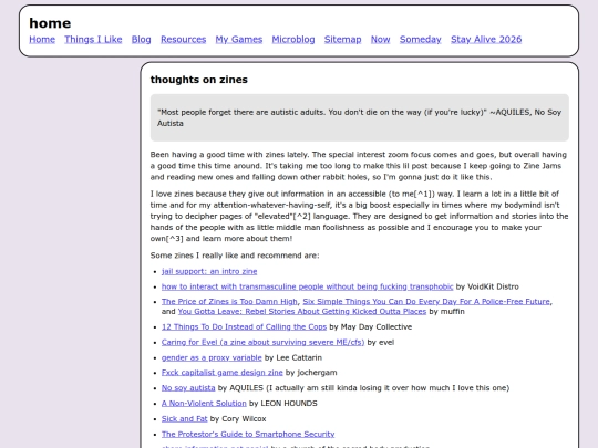 Blog/zines screenshot