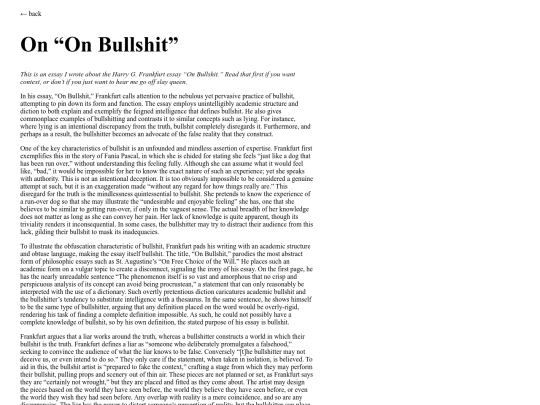On “On Bullshit” screenshot
