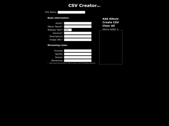 csvcreator screenshot