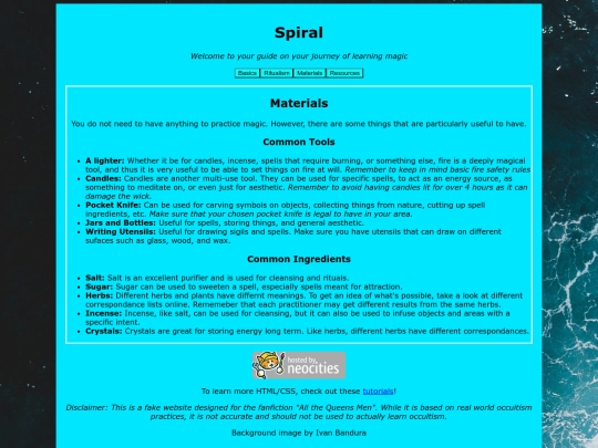 Materials screenshot