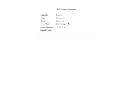 student-form screenshot