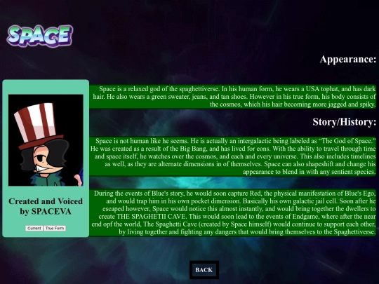 characterWikiPages/spaceWiki screenshot