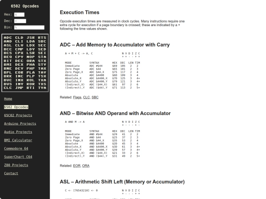 6502opcodes screenshot