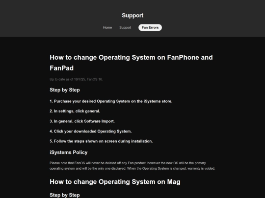 Support/os screenshot
