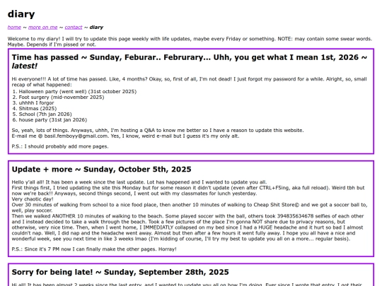 diary screenshot